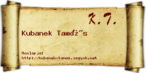 Kubanek Tamás névjegykártya